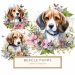 Watercolor Beagle with Floral Wreath - Digital Paper for Crafts, Beagle Watercolor, Floral Illustration, Pet Clipart, Scrapbooking, DIY Crafts,1540515266