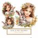 Watercolor Girl with Floral Crown and Bunny - Whimsical Clipart for Crafts, watercolor clipart, floral bunny art, whimsical girl illustration, DIY crafting print, spring-themed artwork,1540707392