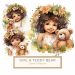 Adorable Watercolor Girl with Teddy Bear & Floral Crown - Perfect for DIY Crafts, watercolor girl, floral crown, teddy bear illustration, cute children art, scrapbooking decor,1542386952