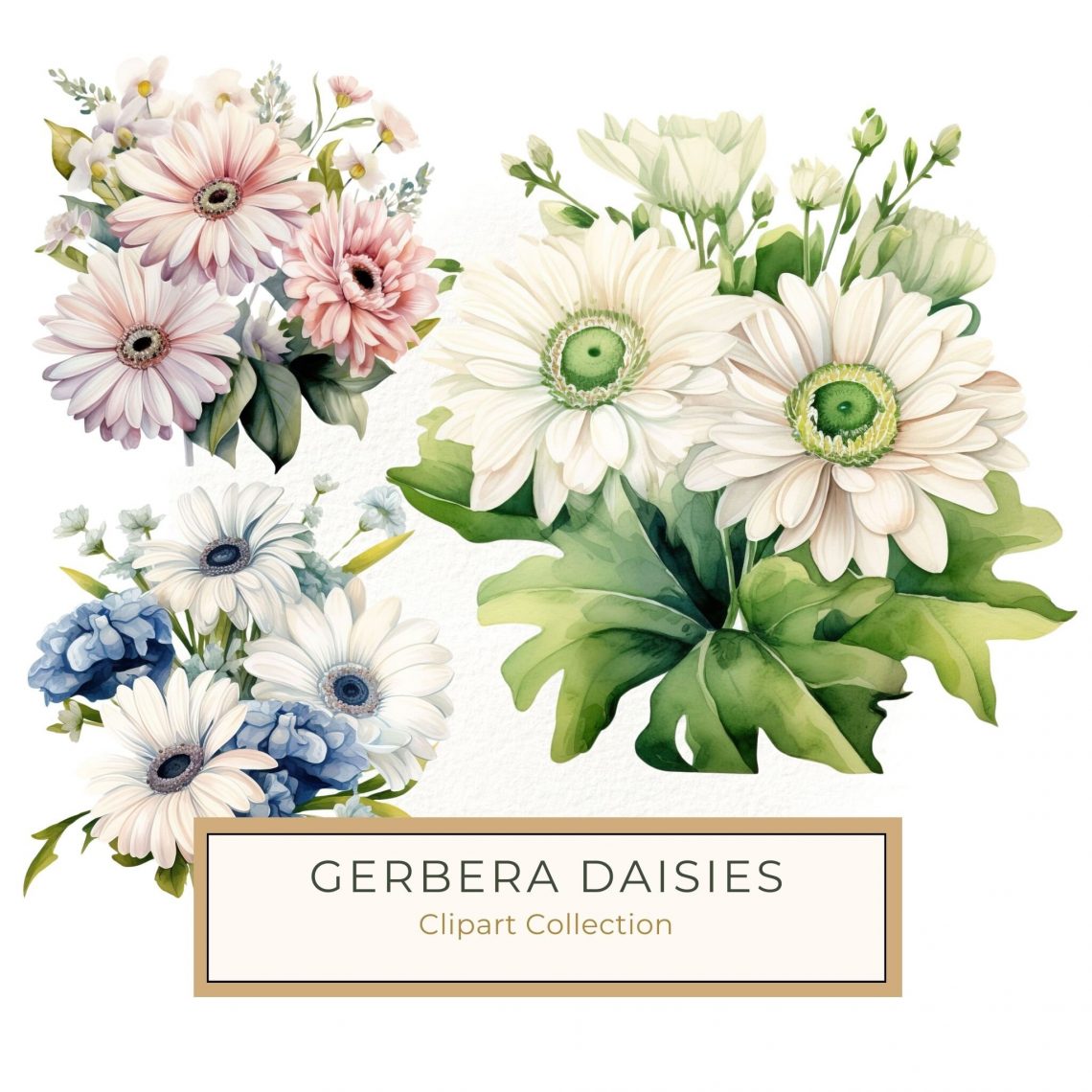 Stunning Watercolor Gerbera Bouquet Clipart for DIY Crafts, watercolor flowers, gerbera bouquet, floral clipart, DIY crafts, card making,1542834294