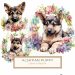 Adorable German Shepherd Puppy in Watercolor Floral Wreath Clipart, watercolor puppy clipart, German Shepherd floral wreath, dog themed digital paper, pet scrapbook graphics, watercolor animal art,1554719889