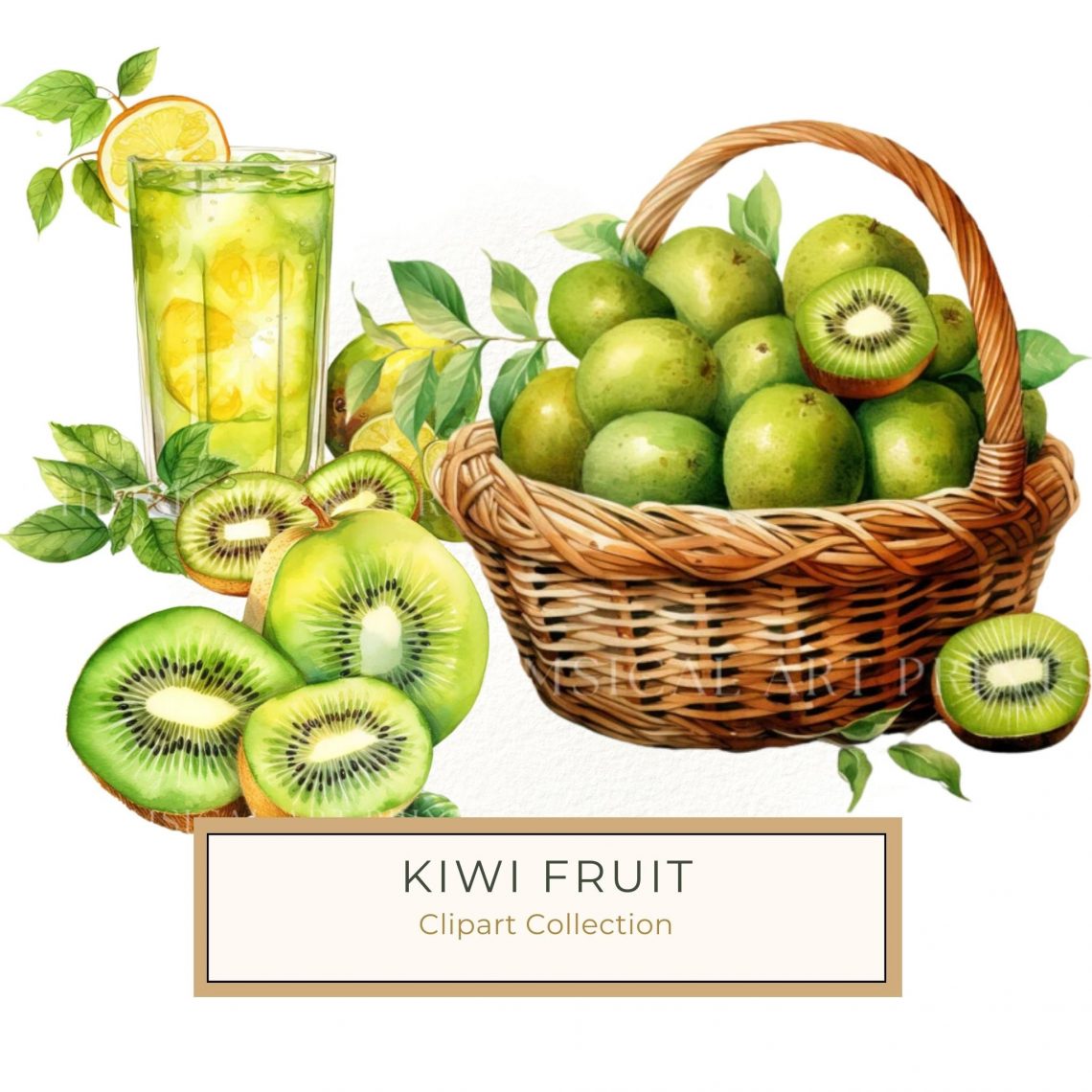 Refreshing Kiwi Lime Drink Watercolor Illustration for Crafting and Design, watercolor kiwi lime, tropical drink art, summer clipart, fresh juice illustration, crafting digital asset,1571682410