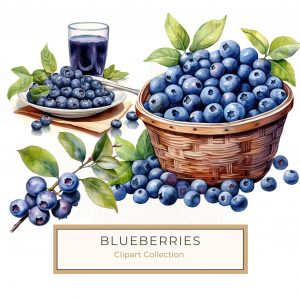 Watercolor Blueberries and Juice Digital Art for DIY Projects, blueberries, watercolor art, digital clipart, food illustration, DIY crafts,1585845167