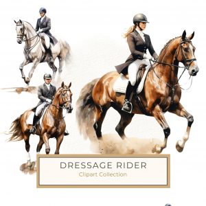 Elegant Watercolor Equestrian Art - Rider and Horse in Dressage, equestrian, horse art, watercolor clipart, dressage, equine prints,1587822531