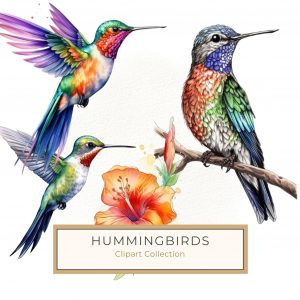 Vibrant Watercolor Hummingbird Digital Art for DIY Crafts & Projects, watercolor hummingbird, vibrant bird clipart, nature art download, DIY craft design, tropical bird decor,1646712904