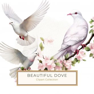 Watercolor White Dove with Blossoms Clipart - Elegant Floral Digital Art, watercolor dove, floral clipart, wedding stationery, scrapbooking design, romantic digital art,1648177864