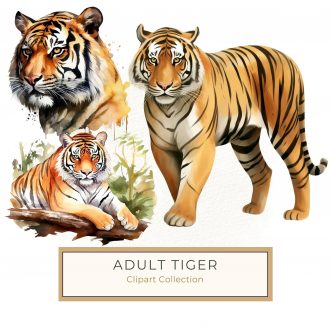 Majestic Watercolor Tiger Digital Art - Perfect for Craft Projects, Tiger Watercolor, Majestic Wildlife Art, Nature Clipart, Digital Tiger Art, Crafting Graphics,1661958939