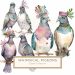 Watercolor Pigeon Pair Clipart - Nature-Inspired Digital Artwork for Crafting, watercolor pigeons, nature clipart, bird art, eucalyptus leaves, crafting supplies,1665312736