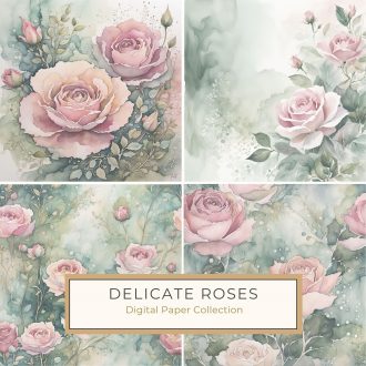 Romantic Watercolor Rose Background - Soft Green & Blush Floral Digital Paper, watercolor roses, floral digital paper, romantic backgrounds, wedding crafts, blush and green,1698253579