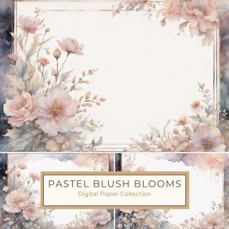 Elegant Watercolor Floral Frame Digital Paper for DIY and Crafts, watercolor floral frame, pastel digital paper, wedding stationery, DIY card making, scrapbooking flowers,1716306058