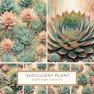 Watercolor Succulent Digital Paper - Pastel Botanical Backgrounds for Crafts, watercolor succulents, botanical digital paper, pastel craft background, succulent pattern, nature-inspired design,1718690419