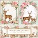 Elegant Watercolor Deer and Floral Frame Digital Paper for Crafts, watercolor deer, floral frame, vintage flowers, digital paper, card making,1726743795