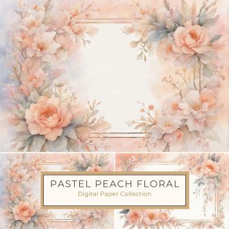 Elegant Watercolor Peach Floral Frame for DIY Projects and Invitations, watercolor floral frame, peach flowers digital, elegant wedding design, DIY stationery, scrapbook embellishments,1730483149