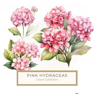 Elegant Watercolor Pink Hydrangeas Clipart - Perfect for DIY Crafts and Print Projects, Watercolor Flowers, Pink Hydrangeas, Floral Clipart, DIY Crafts, Wedding Stationery,1542850084