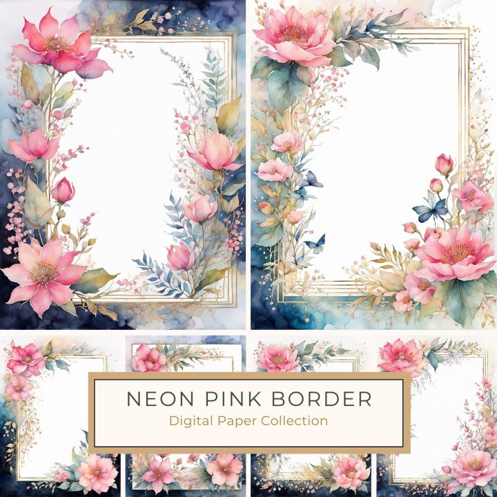 Elegant Watercolor Floral Border with Blush & Gold Accents, watercolor floral border, blush pink flowers, elegant card design, wedding stationery, DIY crafts,1715743043