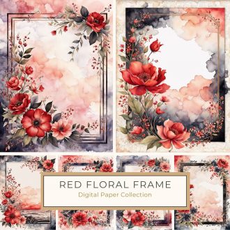 Elegant Watercolor Floral Frame Digital Paper for DIY Projects and Crafting, watercolor floral frame, digital paper, wedding crafts, scrapbooking supplies, card making tools,1722377047