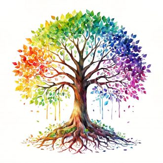 Vibrant Rainbow Watercolor Tree Clipart - Perfect for DIY Projects, watercolor tree, rainbow clipart, digital art, crafting, scrapbooking,1713000655