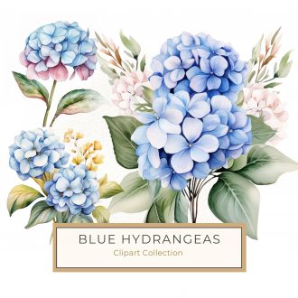 Elegant Blue Hydrangeas Watercolor Clipart for DIY Projects and Decor, watercolor flowers, blue hydrangeas, floral clipart, DIY projects, wedding stationery,1557023867