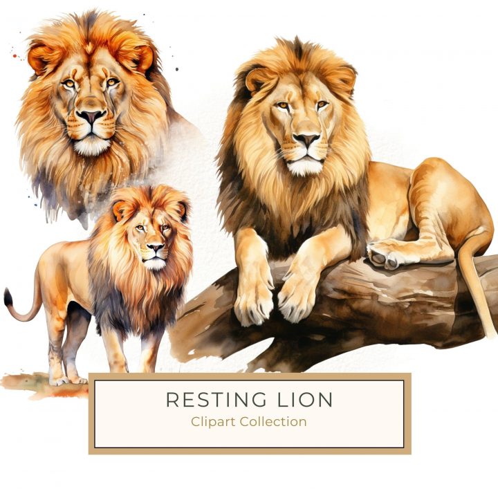 Elegant Watercolor Lion Illustration - Majestic Wildlife Art for DIY Projects, watercolor lion, majestic wildlife art, watercolor safari decor, DIY lion crafts, watercolor animal print,1647770260