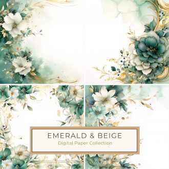 Elegant Watercolor Green and Gold Floral Digital Paper for Crafts, watercolor floral, green and gold, digital paper, elegant crafts, DIY projects,1630765026