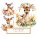 Mother and Baby Deer Watercolor with Floral Accents - Charming Digital Paper, watercolor deer art, floral nature design, baby deer clipart, woodland animal decor, rustic crafting supplies,1541309892