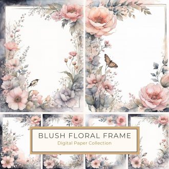 Elegant Watercolor Floral Frame | Pink Peonies & Navy Blue Accents, watercolor floral frame, pink peonies clipart, navy blue accents, elegant wedding stationery, scrapbook paper,1715219881