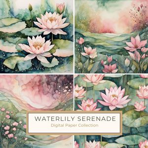 Serene Watercolor Lotus Flowers Digital Paper – Elegant Floral Backgrounds, watercolor lotus, floral digital paper, pastel pink flowers, serene backgrounds, craft paper design,1685403294