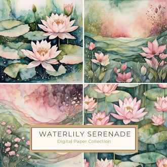 Serene Watercolor Lotus Flowers Digital Paper – Elegant Floral Backgrounds, watercolor lotus, floral digital paper, pastel pink flowers, serene backgrounds, craft paper design,1685403294