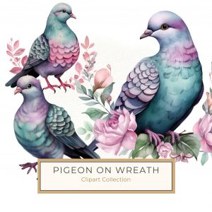 Watercolor Dove with Floral Wreath - Perfect for Scrapbooking & DIY Crafts, watercolor dove, floral wreath clipart, pastel digital art, DIY crafting, wedding stationery,1554294447