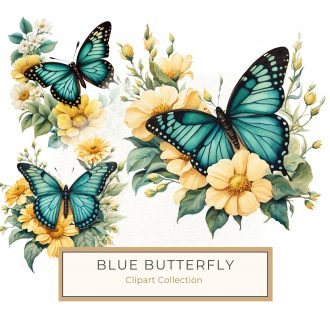 Watercolor Monarch Butterfly with Yellow Florals - Digital Download for Crafts, watercolor butterfly art, floral clipart, butterfly digital paper, DIY crafting supplies, nature-themed design,1694249150