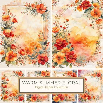 Watercolor Fall Floral Frame Digital Paper for Crafts & Scrapbooking, fall floral digital paper, watercolor background, autumn clipart, scrapbook supply, card making paper,1712448248