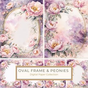 Elegant Watercolor Floral Frame with Gold Accents for DIY Projects, watercolor floral frame, pink lavender flowers, scrapbooking clipart, gold accents design, wedding DIY paper,1779531782