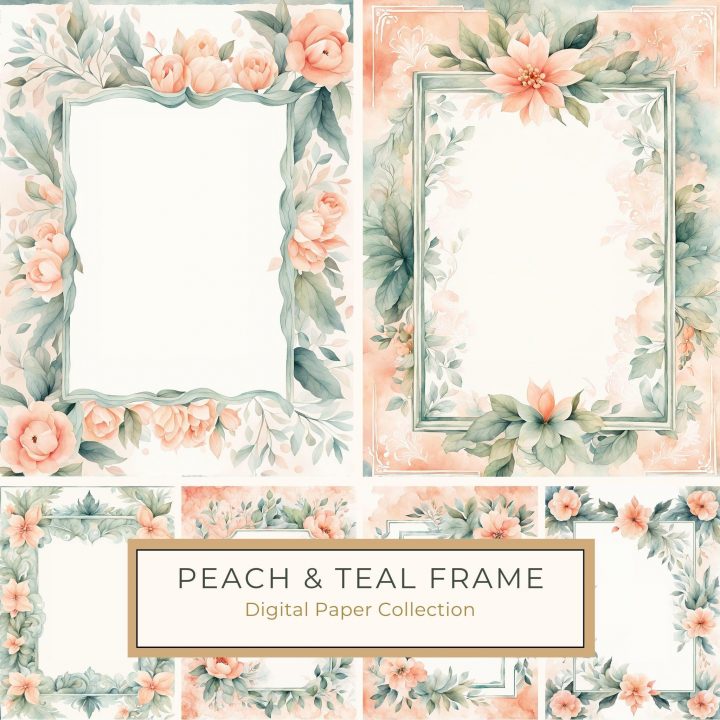 Elegant Watercolor Floral Frame with Soft Pastel Accents, watercolor floral frame, pastel digital paper, wedding invitation design, card making supplies, scrapbook background,1782199880