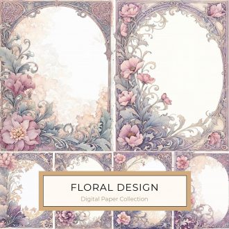 Elegant Watercolor Floral Frame | Vintage Botanical Border Digital Paper, watercolor floral, vintage frame, botanical border, digital paper, floral stationery,1843369392