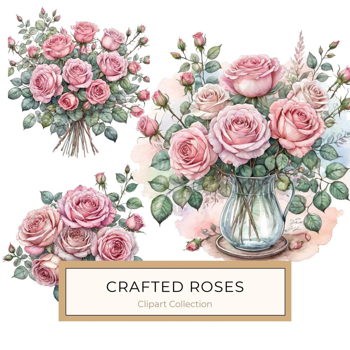 DIY Pink Roses Clipart