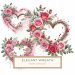 Romantic Watercolor Floral Heart Clipart - Elegant Roses & Wreath Design, watercolor heart, floral wreath, pink roses, romantic clipart, wedding graphics,1860096803